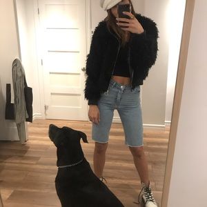 Zara black Furry spring jacket